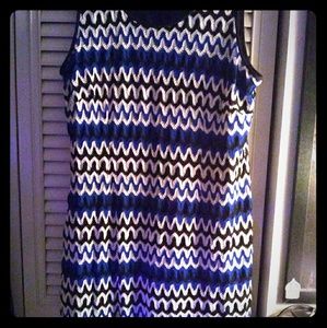 Blue, White, and black dress